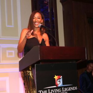 llf 2018 dede mcguire smiling at podium